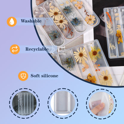 39 Pcs Resin Bookmark Mold, Silicone Epoxy Casting Molds Kit with 20 Tassels, Pre Punched Hole Design for DIY Bookmarks Craft Making, 10 Colors Presents for Adults Beginners Craft Classes