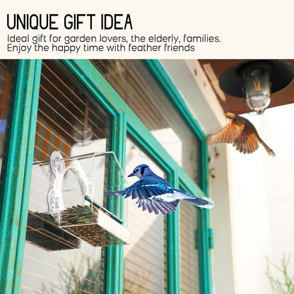 Mrcrafts Window Bird Feeder for Outside with Strong Suction Cups, Fits for Cardinals, Finches, Chickadees etc.