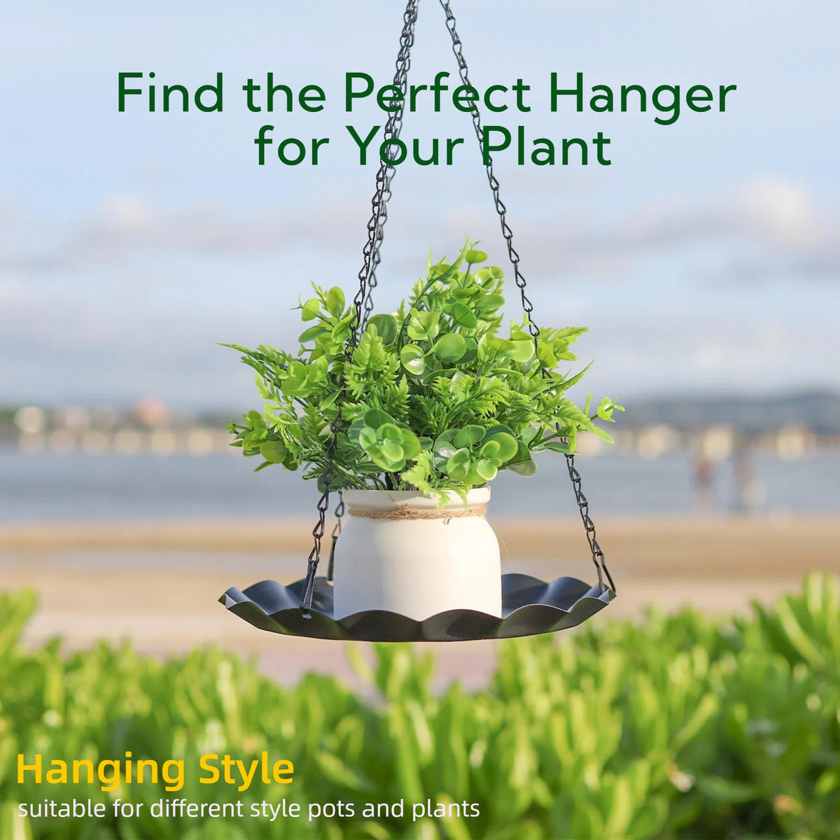 ZYUXUAN Hanging Planter for Indoor Outdoor, Plant Hanger, Plant Holder, Plant Pot Shelf Basket for Window Wall Ceiling Garden with Chains and Hooks, 2Pcs, Wavy Round