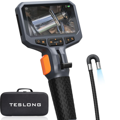 Teslong Two-Way Articulating Borescope with Light, Industrial Endoscope Inspection Camera with Articulated Probe, Flexible Mechanic Fiber Optic Snake Scope Cam for Wall Automotive Engine Inspect-5FT