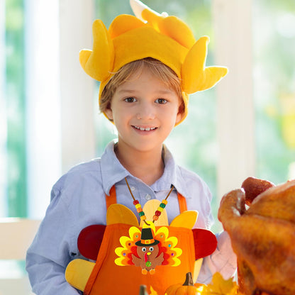 Winlyn 24 Sets Fall Craft Kits DIY Thanksgiving Turkey Necklaces Art Sets Autumn Maple Leaves Turkey Feathers Foam Thanksgiving Stickers for Kids Harvest Home Classroom Activities Party Favors