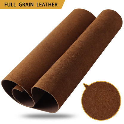 RingSun Genuine Leather Sheets for Crafts 12''X12'' Full Grain Leather Tooling Leather (2mm) Thick Cowhide Leather Pieces Square, Red Brown