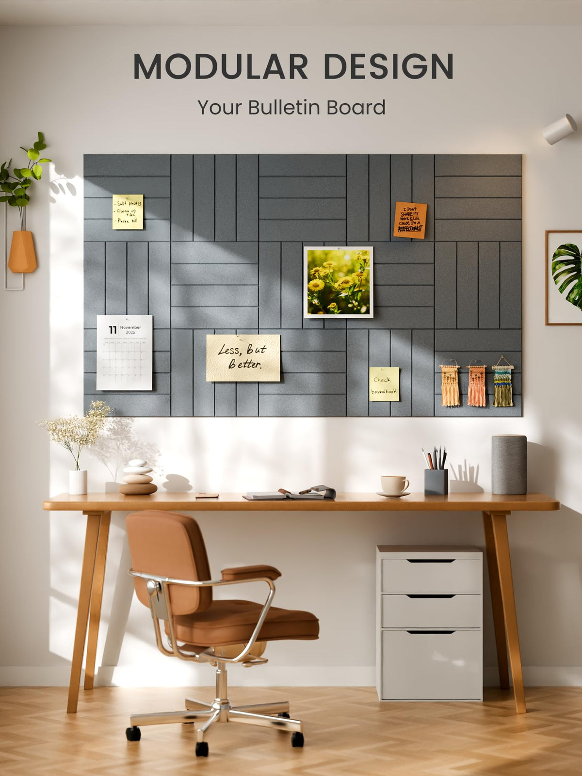 Bumusty Large Cork Board Alternative-48 x 36" Felt Bulletin Board Tiles, with 30 Pushpins, 70 Adhesive Tabs, Bold-Stripe 12-Pack, Cork Boards for Office Push Pin Board Felt Board-Blue Gray