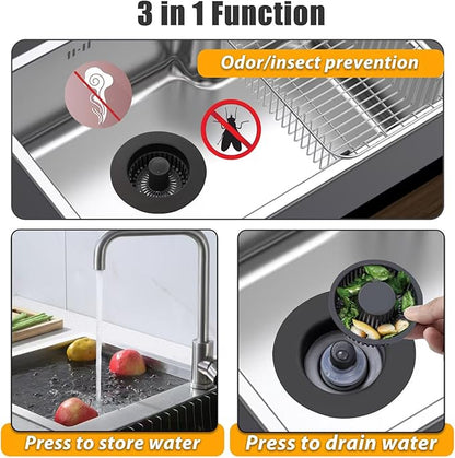 Kitchen Sink Drain Strainer, 3 in 1 Pop Up Kitchen Sink Stopper,