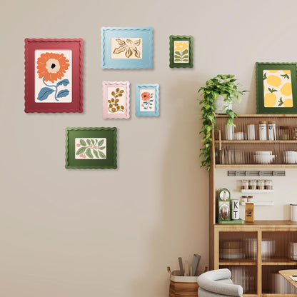 YESKAY 8x10 Picture Frame with Real Glass,Wavy Edge Wooden Photo Frame for 6x8,Cute Scalloped Picture Frame for Tabletop or Wall Hanging,Green,1 Pack