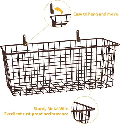 2 Sets Extra Large Hanging Wall Basket, WallmountedFruit Vegetable Toy Snack
