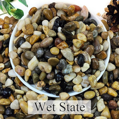 YISZM 5lbs Natural River Rocks for Plants, 3/8" Aquarium Gravel Decorative Polished Mixed Pebbles for Fish Tank, Gardening, Flower Pots, Vase Fillers, Indoor Water Fountains, Landscaping