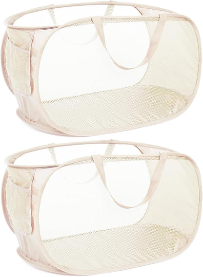 Durable Collapsible Laundry Baskets, Mesh Pop Up Laundry Hamper