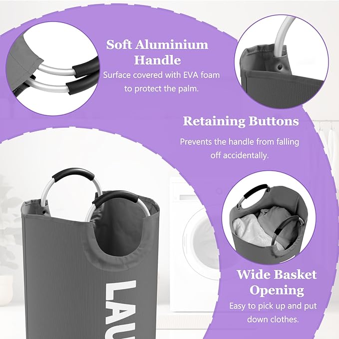 2Pack 95L Big Clothes Hamper for Family, Collapsible Laundry Baskets