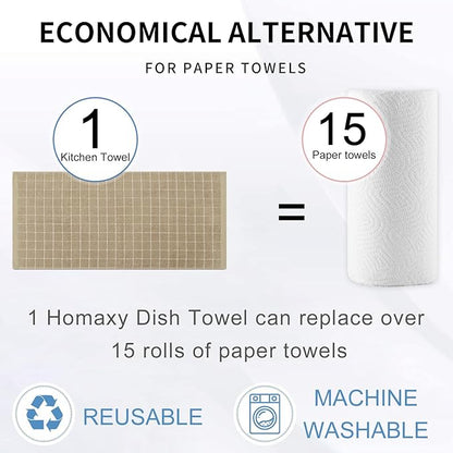 Homaxy 100% Cotton Terry Kitchen Towels, Checkered Designed, Soft and Super