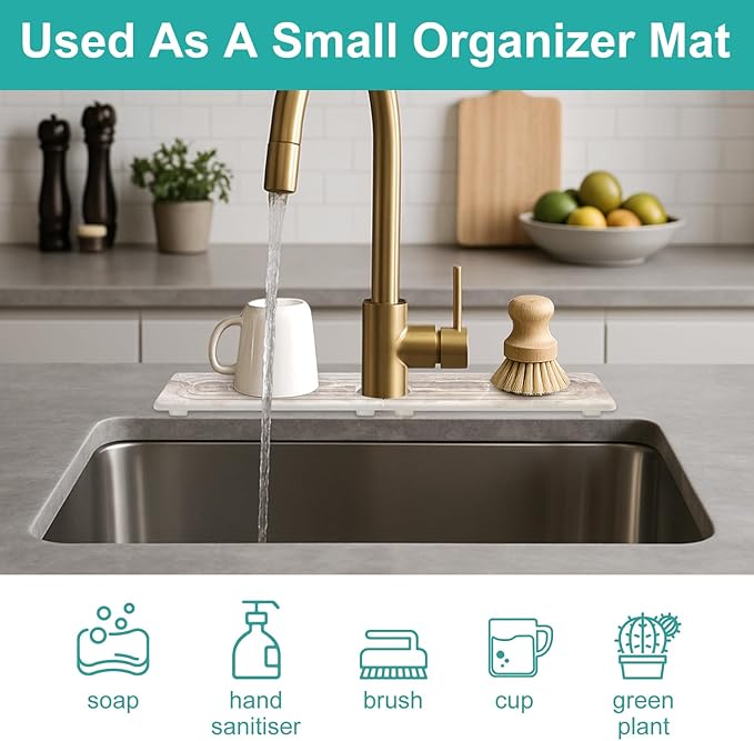 Diatomite Faucet Mat for Kitchen Sink Protector Stone Quick Dry Around Faucet