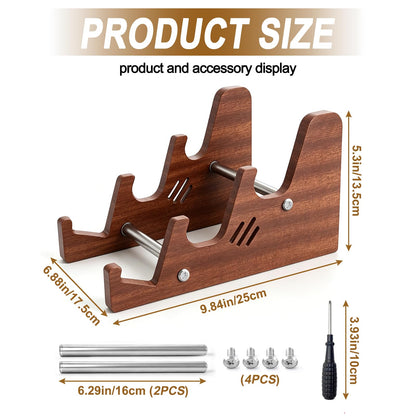 DHUJBFF 3-Tier Wood Keyboard Stand Detachable Display Rack for Mechanical Keyboards, Computer, Tablet, Desk Organizer with Sapele Wood, Easy Assembly, Strong Load Bearing for Office/Gaming