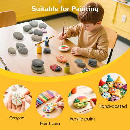 Simetufy 100pcs 1.5-3in River Rocks for Painting,2 Sizes Flat Smooth Rocks for Arts & DIY, Kindness Rocks, Paint Stones for Craft (50pcs Each Size: 1.5-2in, 2-3in)