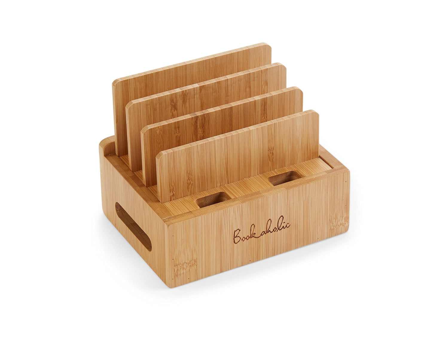 Bamboo Charging Station & Multi-Device Organizer – Large Capacity Desktop Dock for Smartphones, iPhone, iPad, and Tablets