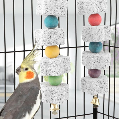 Hypeety Colorful Parrot Calcium Teeth Mouth Molar Grinding Stone Parakeet Parrot Budgie Cockatiel Cage Toy Hammock Swing Toy Hanging Toy Parrot Chewing Toy (2pcs)