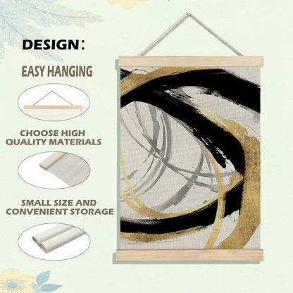 BearCake Abstract Modern Black and Gold Wall Art Office Decor Set of 2,Black Gold and White Wall Decor Poster for Bedroom Living Room, Abstract Pictures for Home Decor,12x16 Inch