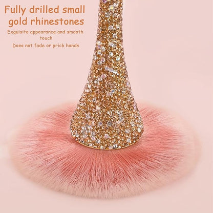 WOKOTO 1pcs Gold Rhinestone Nail Dust Brushes