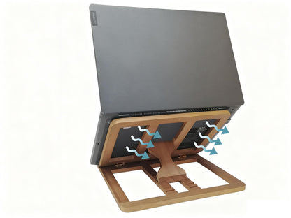 SummitRush Wooden Laptop Stand for Desk & Wood - Style Laptop Stand, Foldable and Adjustable Ergonomic Notebook, Book, Phone & Tablet Stand, 6 - Gear Angle Adjustment, Cooling for 10-15.6 Inch