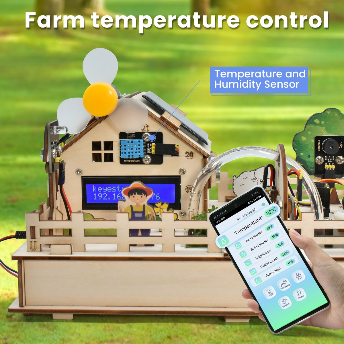 KEYESTUDIO IoT Control Smart Farm Starter Kit for Arduino ESP32,Electronics Programming Kit Compatible with Arduino Scratch Online Tutorials,DIY Sensor Kit STEM Educational Set for Adults Teens 15+