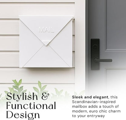NACH Chicago White Extra Large Mailbox, Rust Resistant Large Mailboxes for Outside Wall Mount, Large Metal Mailbox, Wall Mount Mailbox, Extra Large Capacity Mailbox, 12 x 12 x 4.8 inches, MB-6301WT
