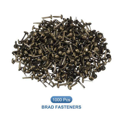 PATIKIL 1000 PCS Paper Brass Fasteners Split Pins Pastel Mini Metal Brads Round Head Plated Fastener for Craft Art Scrapbooking DIY Supplies, Bronze, 8 x 15 mm