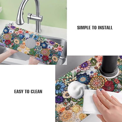 Sinkmat Absorbing Mat, 2 Pack Drying Mat Around Sink Splash Guard Behind Faucet