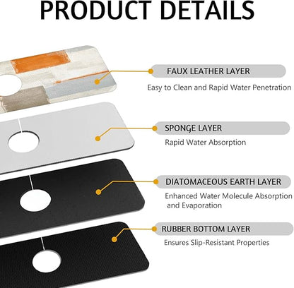 MCALK Orange Kitchen Sink Faucet Mat Splash Guard, Absorbent Quick-Dry Kitchen