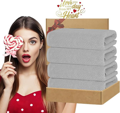 VOOVA & MOVAS Grey Bath Towels, Large 30" x 56"