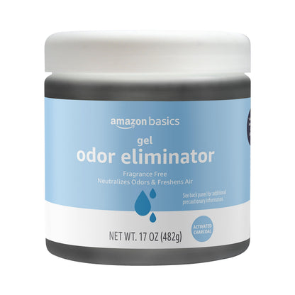 Amazon Basics Gel Odor Eliminator, Activated Charcoal, Fragrance Free, 17 Oz, Pack of 1