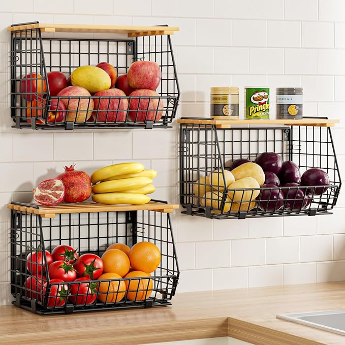 Wire Fruit Basket for Kitchen Storage: Hanging and Counter Basket for Vegetable