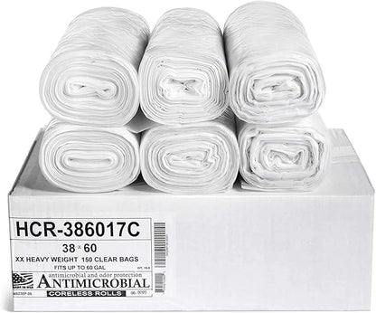 Aluf Plastics High Density Trash Bags, 60 Gallon, 17 Micron,