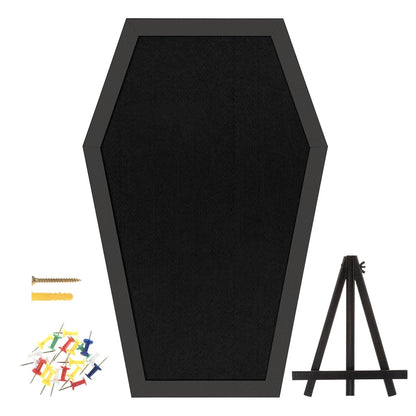Gothvanity Coffin Pin Display Board - Wooden Felt Bulletin Board for Table Top or Wall - Gothic Decor for Home, Office and School - 17 x 11 Inches - Black