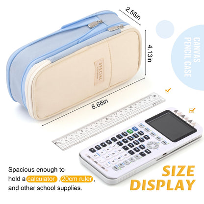 EASTHILL Big Capacity Pencil Pen Case Office College School Large Storage High Capacity Bag Pouch Holder Box Organizer Light Blue