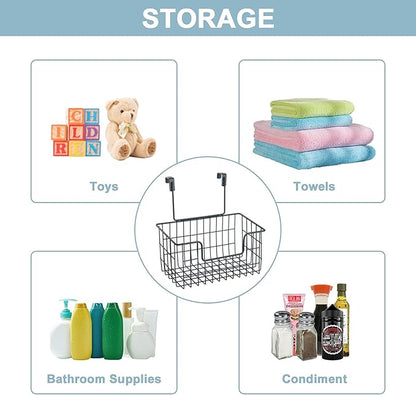 Wire Hanging Storage Basket 2 Packs, Wall Mounted Kitchen Bathroom Storage