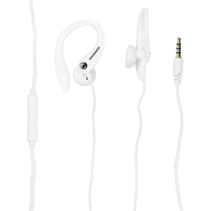 Magnavox MHP4854-WH Earhook Earbuds with Microphone - Available in Black & White - Durable Rubberized Cable