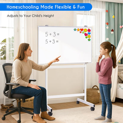 Maxtek Mobile Whiteboard Stand with Wheels, Height Adjustable No Drill Needed Dry Erase Board Easel Stand for Classroom, Office, Home & School, Whiteboard Stand Only