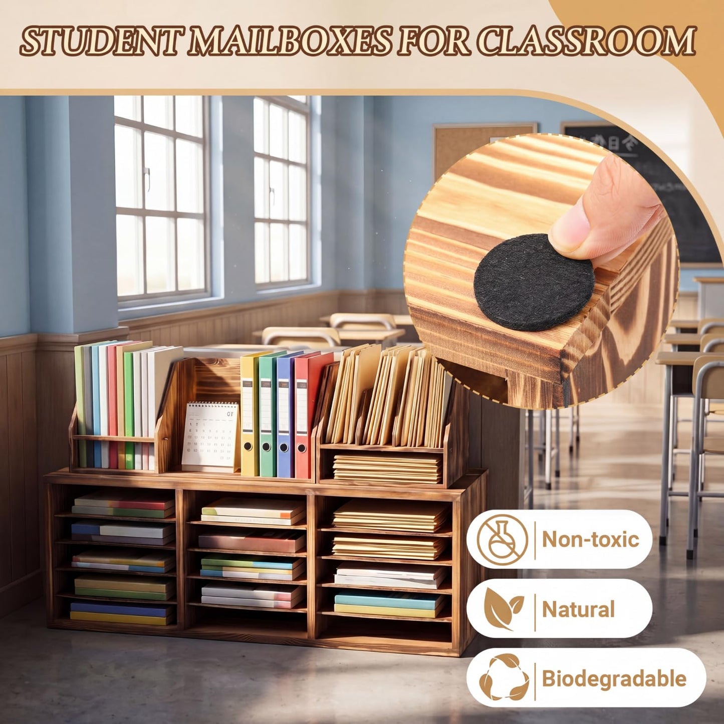 Colingmill No Assembly Classroom Mailboxes Wooden Teacher Student Mailboxes for Classroom Literature Paper Organizer 8/15 Compartments, Sturdy Construction for Home Office School(15 Slots)