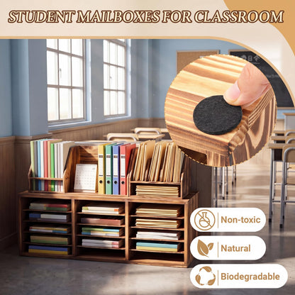 Colingmill No Assembly Classroom Mailboxes Wooden Teacher Student Mailboxes for Classroom Literature Paper Organizer 8/15 Compartments, Sturdy Construction for Home Office School(15 Slots)