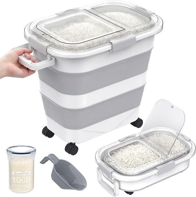 25-35Lbs Rice Container, Collapsible Food Storage Containers