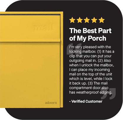 Adoorn Lockable Wall Mount Mailboxes for Outside - Large Anti-Theft Locking Mailbox for Letters - Weatherproof Construction - Durable Steel - 18.5" H x 15" L x 7.5" D - Curb Yellow