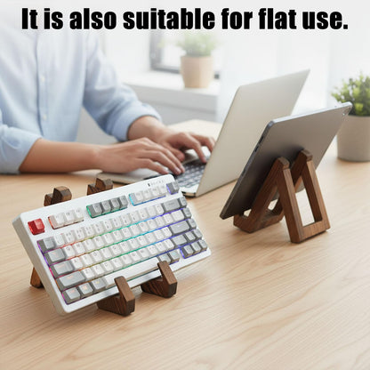 Lolytama Keyboard Display Stand Holder,Wooden Mechanical Keyboard Holder with Portable Movable Design,Keyboard Riser Display Shelf Tray for Desk, Gaming Setup,Office or Home,2 Pack