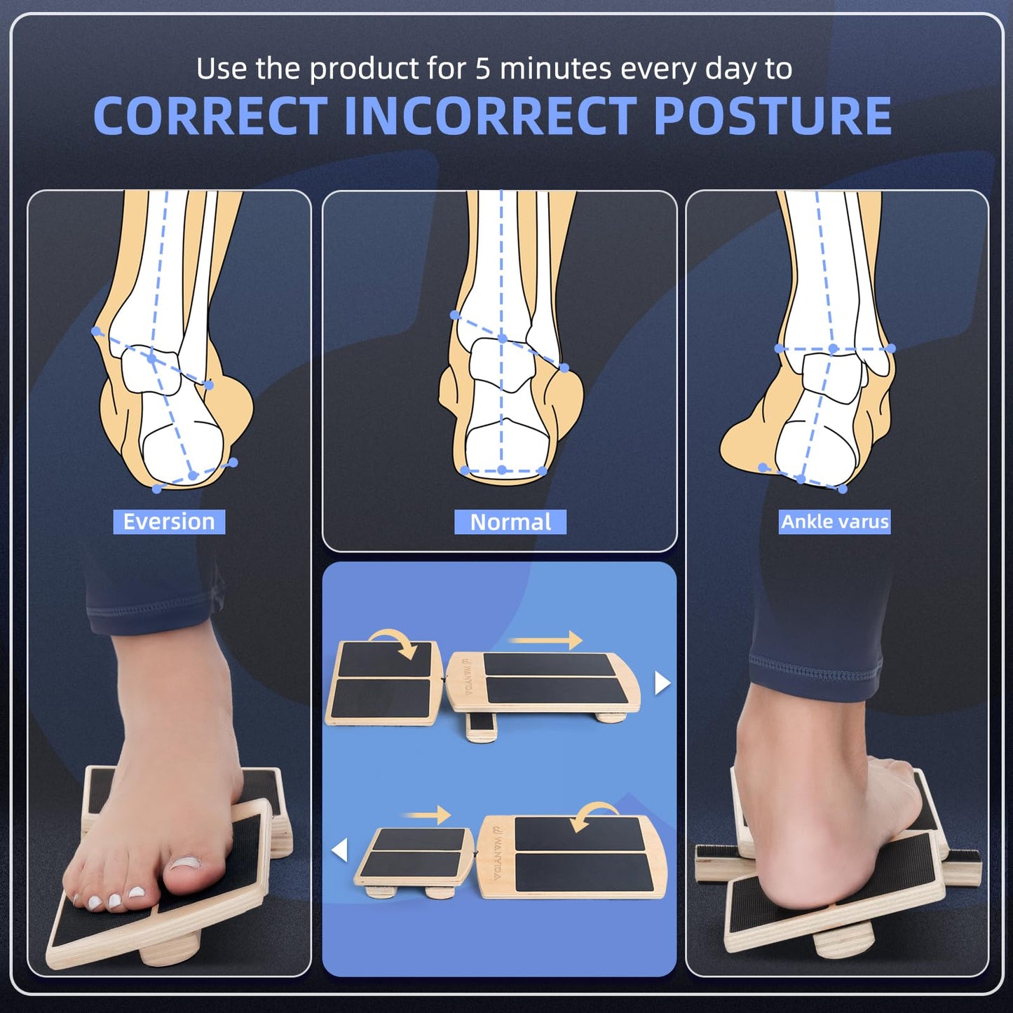 Ankle Foot Strengthener Exerciser for Sprained. Single Leg Balance Board, Posture Corrector, Foot Stretcher for Plantar Fasciitis Relief, FSA/HSA Eligible
