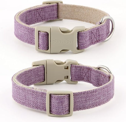 Plutus Pet Cotton Hemp Dog Collar and Leash Set, Adjustable Collar for Small, Medium, and Large Dogs, Heavy Duty and Soft on Skin, Lavender, S