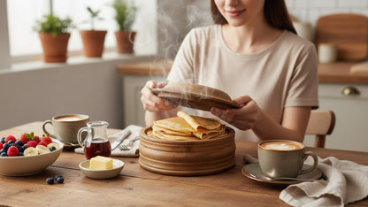 Handcrafted Wooden Mexican Tortilla Warmer Basket Indian Chapati Roti Bread Holder Box Pancake Keeper Serveware Hot Pot Casserole Dish With Lid Home Kitchen Dining Decor, Natural Brown, 9 x 4.5 Inches
