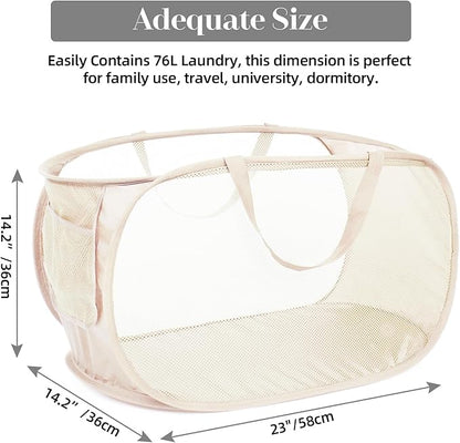 Durable Collapsible Laundry Baskets, Mesh Pop Up Laundry Hamper