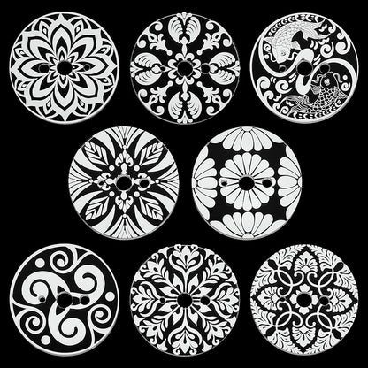BENECREAT 8PCS Acrylic Spinning Control Tool, 2.2inch Flat Round Whorl Drop Spindle Kit Diz for Roving Felting, Crochet and General Crafts, Hole: 5mm and 2.5mm and 8mm