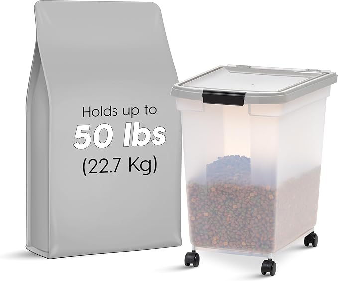 IRIS USA Airtight Dog Food Storage Container, WeatherPro, Removable Wheels