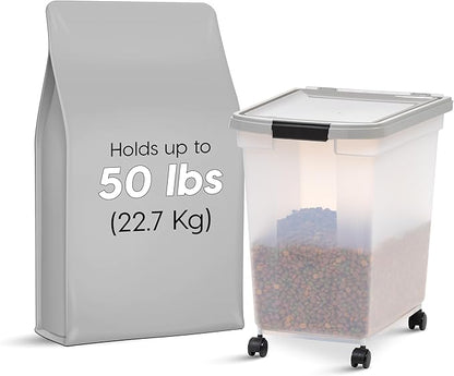 IRIS USA Airtight Dog Food Storage Container, WeatherPro, Removable Wheels