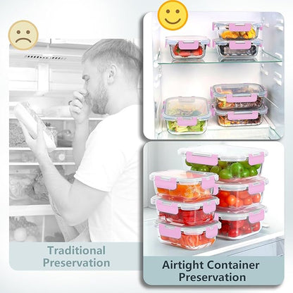 12 Pack Glass Meal Prep Food Storage Containers
