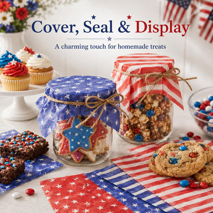 240 Sheets Watercolor Patriotic Wax Paper for Food Deli, 9.8 x 8.3'' Seamless Blue Red Stars Stripes Greaseproof Wrapping Paper for 4th of July Sandwich Picnic Basket Liner Party Supplies